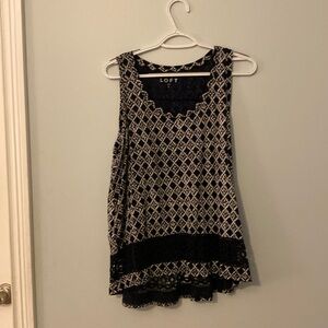 Loft sleeveless hi/lo top. Navy blue size large